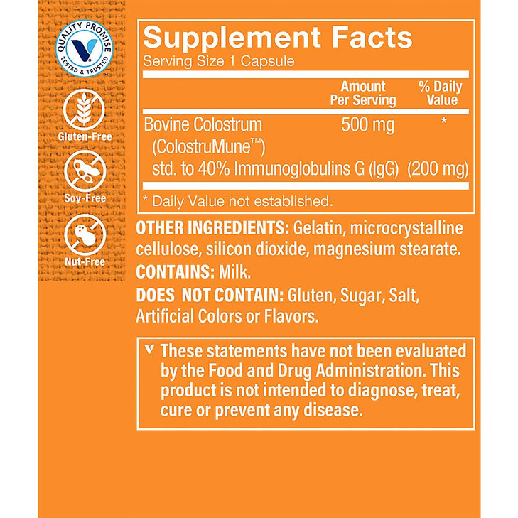 Colostrum 40% IGG - Supports Immune Health, Hormone & Antibiotic Free, Once Daily (240 Capsules) by The Vitamin Shoppe