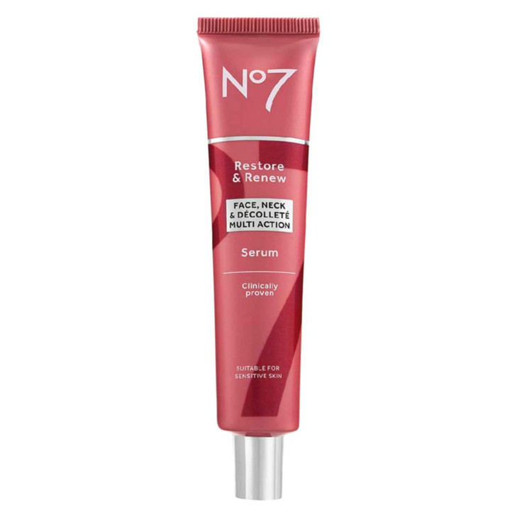 No7 Restore & Renew Multi-Action Face & Neck Serum - Anti Aging Serum for Deep Wrinkle Repair - Collagen Infused Skincare with a Hydrating Blend of H