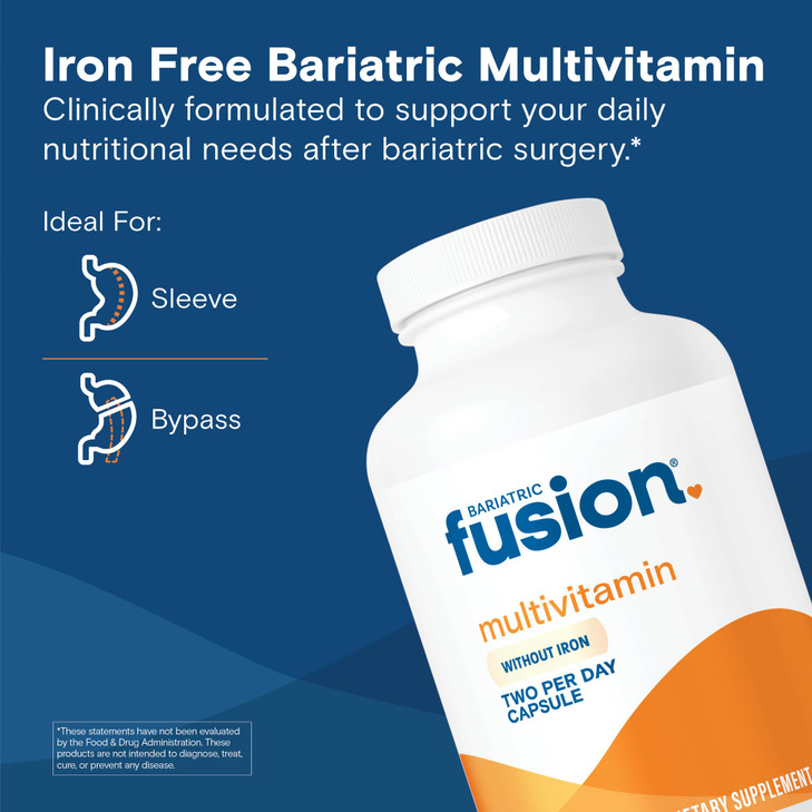 Bariatric Fusion Bariatric Multivitamin Without Iron | Post Bariatric Surgery Patients | Iron Free Bariatric Vitamin for Gastric Bypass and Sleeve Ga