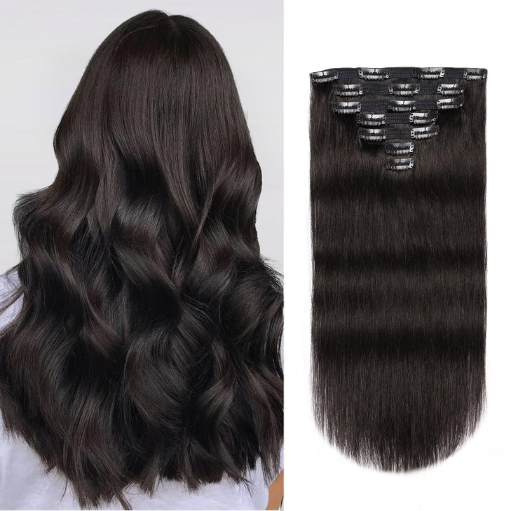Jiameisi Clip In Hair Extensions Real Human Hair, Remy Human Hair Clip In Extensions Clip Ins For Women Straight Human Hair Be Dyed Styled With Heat