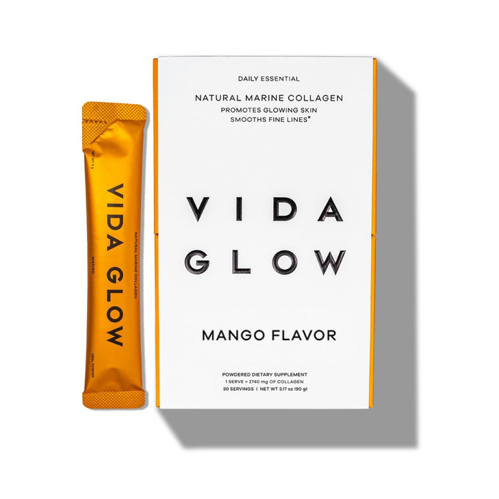 Vida Glow Marine Collagen Powder - Anti Aging Supplement with Collagen Peptides, Promotes Glowing Skin, Strong Nails, Healthy Hair | 30 Servings, Man