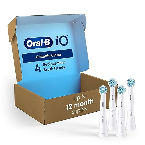 Oral-B iO Series Ultimate Clean Electric Toothbrush Replacement Brush Heads for an Oral-B Electric Toothbrush, 4 Count, White
