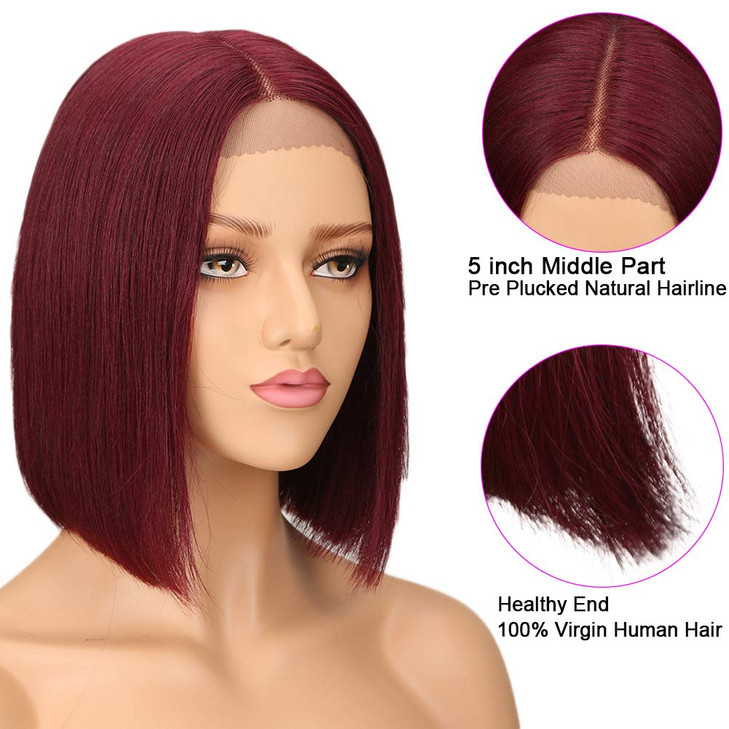 Spotlight 4x4 Bob Lace Front Wigs Straight Human Hair Wigs for Black Women 180% Density Brazilian Virgin Lace Closure Wig Pre Plucked With Baby Hair
