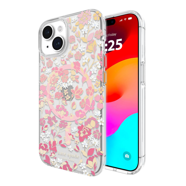 kate spade new york iPhone 15 Case / 14 / 13, Compatible with MagSafe - Flowerbed Pink Ombre