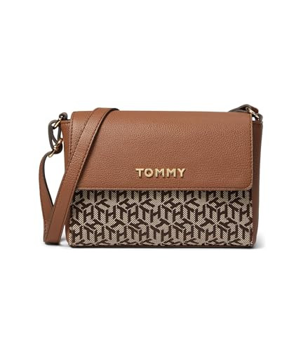 Tommy Hilfiger Womens Melissa II Flap Crossbody Tan/Dk Chocolate Small