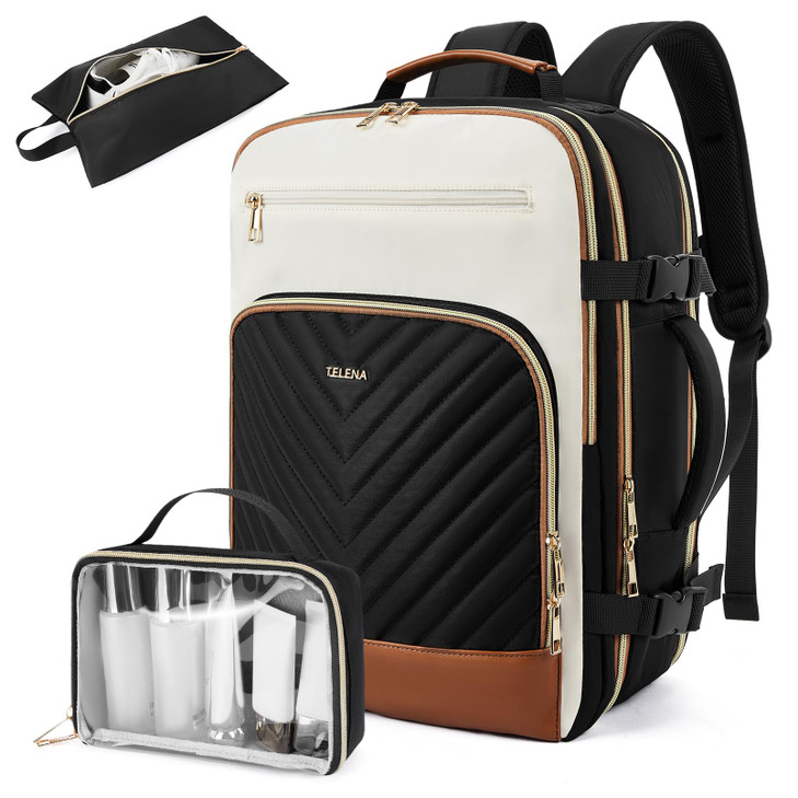 Telena Travel Backpack for Women, 15.6 inch Laptop Backpack TSA Carry on Backpack Personal Item Size Flight Approved Travel Bag Daypack with Multi-Po