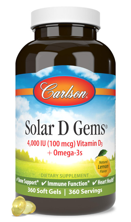 Carlson Solar D Gems, 4, 000 IU D3 + 115 mg Omega-3s, 360 Soft Gels