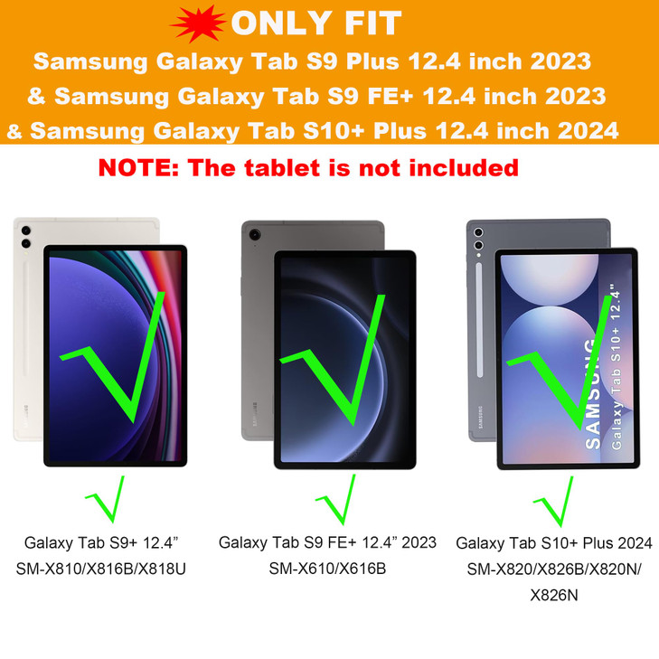 for Samsung Galaxy Tab S9 FE+/ S9+ /S10+ 12.4 inch Keyboard Case: 7 Color Backlit Detachable Smart Tablet Keyboard Cover with Touchpad - Tab S9 FE Pl