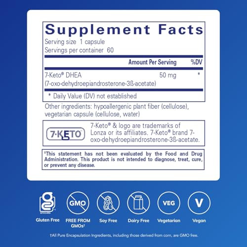 Pure Encapsulations 7-Keto DHEA 50 mg | Unique DHEA Metabolite Supplement to Support Thermogenesis and Healthy Body Composition* | 60 Capsules