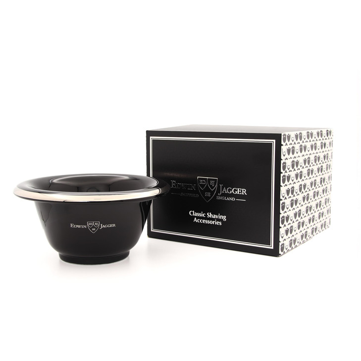 Edwin Jagger RN116 Porcelain Shaving Bowl for Men for Shaving Soap or Shaving Cream (Black)