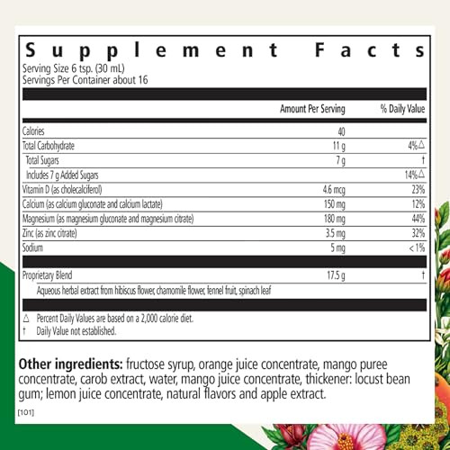 Floradix Calcium Magnesium Liquid Mineral & Vitamin Formula - Bone Support Supplement with Calcium, Magnesium, Vitamin D & Zinc - Vegetarian & Non-GM