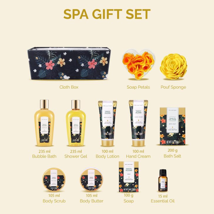 Spa Luxetique Bath Gift Set - 12pcs Spa Gift Basket With Bubble Bath, Bath Bombs, Essential Oil, Body Scrub, Hand Cream - Perfect for Mom's Birthday
