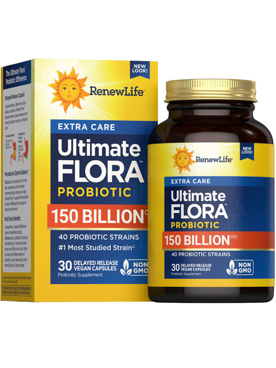 Renew Life Ultimate Flora Adult Ultimate Care Probiotic, 150 Billion, 30 Caps (Package May Vary)