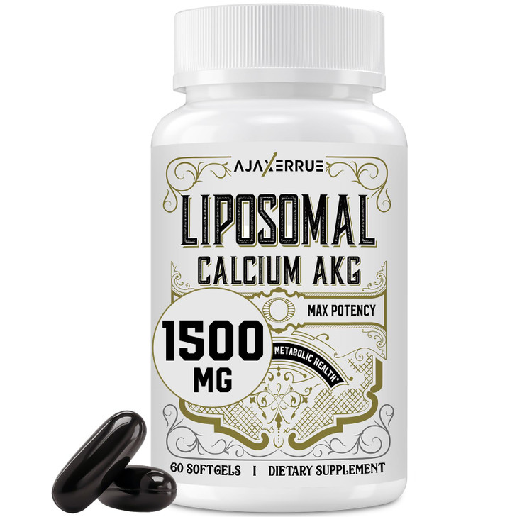 AJAXERRUE Liposomal Calcium AKG Supplement 1500 MG (Alpha-Ketoglutaric Acid), More Effective Than AAKG, Ca AKG for Longevity, Age Defense, Cellular E