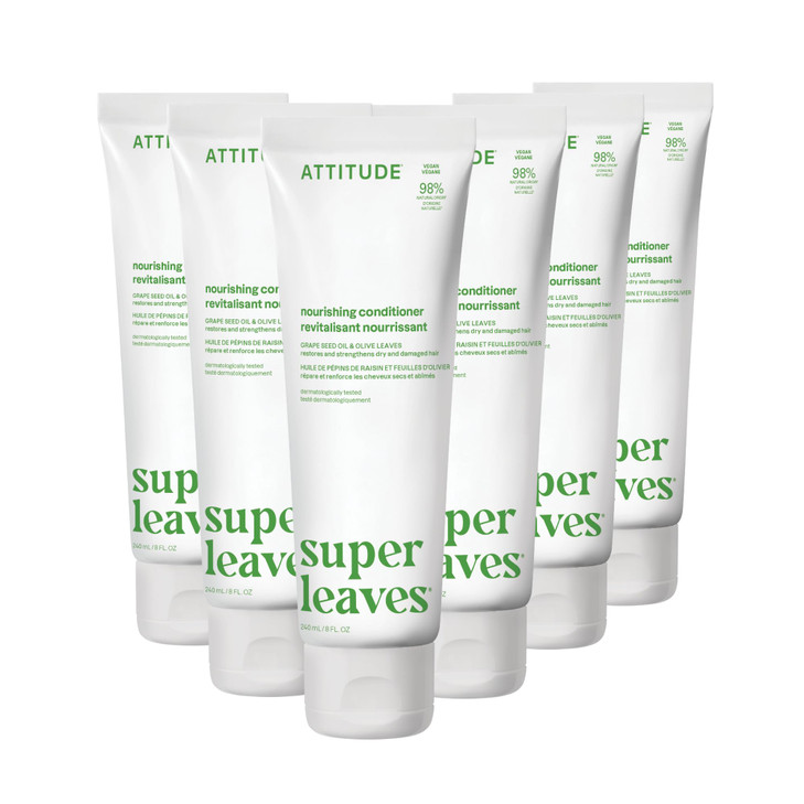 ATTITUDE Nourishing Hair Conditioner, For Dry and Damaged Hair, Naturally Derived Ingredients, Vegan Detangler, Dermatologically Tested, Grapeseed Oi