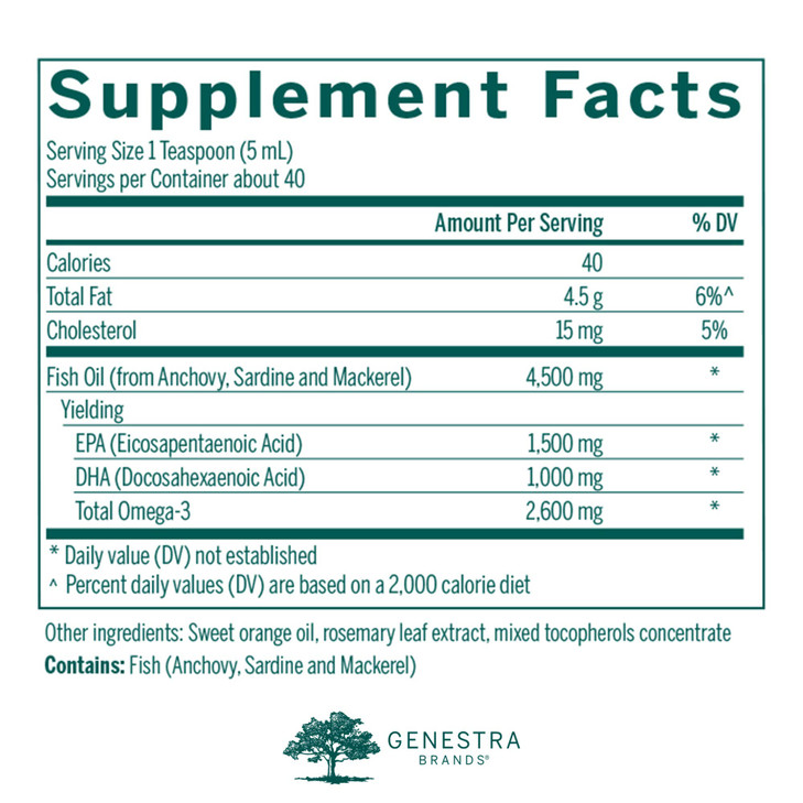 Genestra Brands Super EFA Forte Liquid | Fish Oil Formula to Support Cognitive, Cardiovascular, and Joint Health | Natural Orange Flavor | 6.8 fl. oz