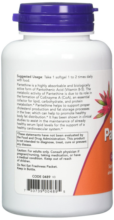 NOW Foods Pantethine, 600 mg 60 Softgels (Pack of 2)
