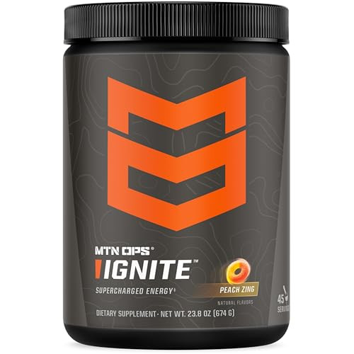 MTN OPS Ignite Energy Drink Powder, Gluten Free Nootropic Supplement Drink Mix, L Arginine, L Citrulline, Caffeine & Nootropic Sugar Free Drink Mix,
