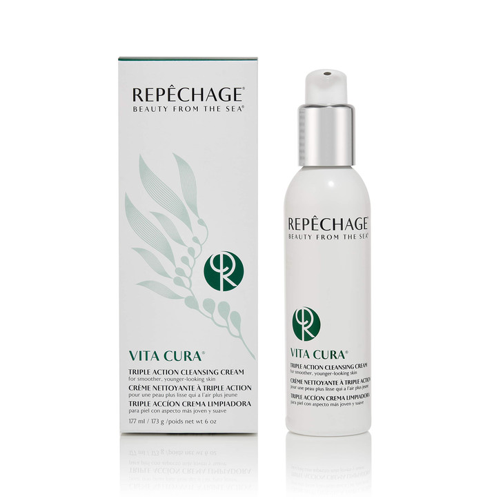 Repechage Vita Cura Triple Action Cleansing Cream  Anti Aging Facial Cleanser with Seaweed, Shea Butter, Chamomile & Ginkgo Biloba  Hydrating Cream