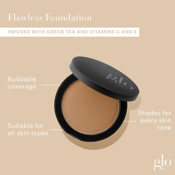 Glo Skin Beauty Pressed Base Powder Foundation Makeup (Chestnut Light) - Flawless Coverage for a Radiant Natural, Second-Skin Finish