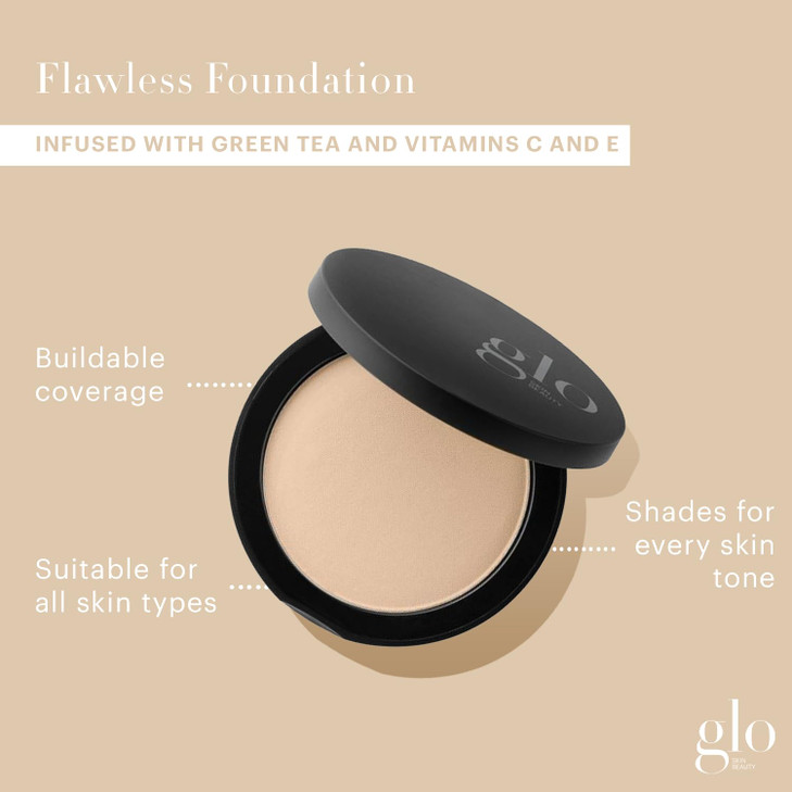 Glo Skin Beauty Pressed Base Powder Foundation Makeup (Natural Medium) - Flawless Coverage for a Radiant Natural, Second-Skin Finish