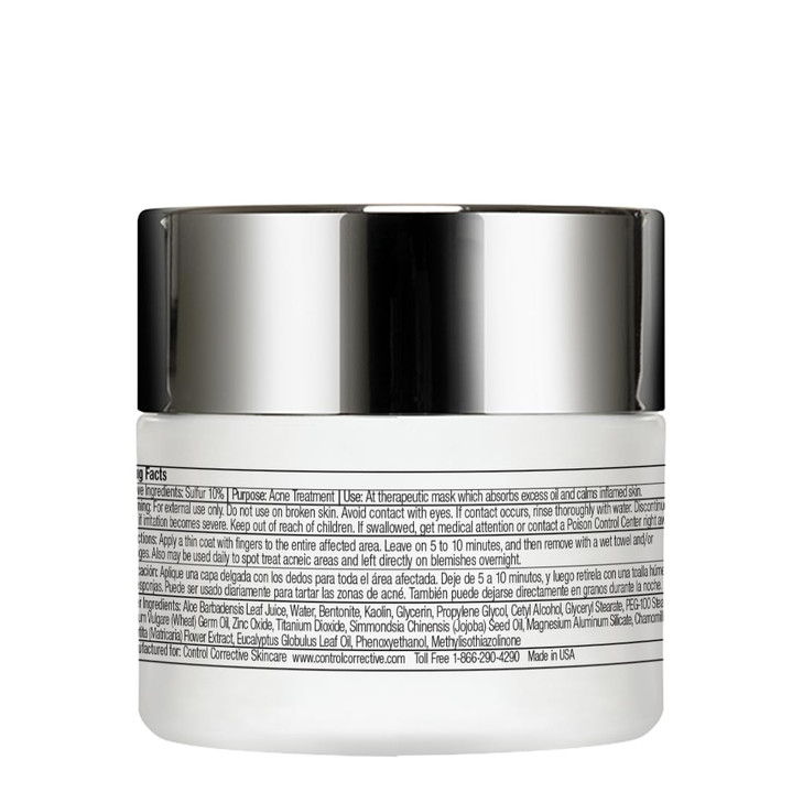 CONTROL CORRECTIVE Sulfur Calming Mask  10% Sulfur with Aloe and Clay for Oil Control and Soothing Care, 2 oz