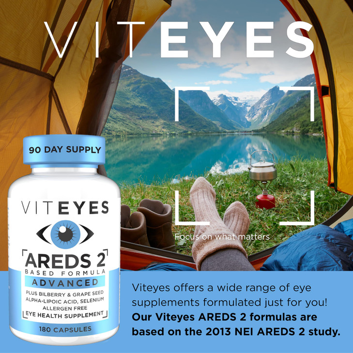 Viteyes AREDS 2 Advanced Eye Vitamins, Macular Support with Bilberry, grapeseed, FLORAGLO Lutein, Selenium, Natural Vitamin E, Allergen Free, Vision