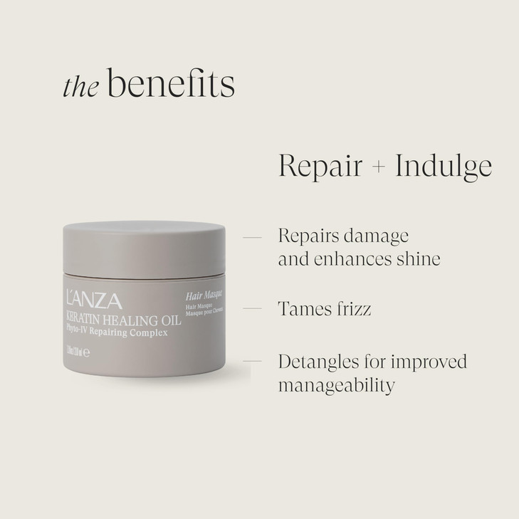 L'ANZA Keratin Healing Oil Intensive Hair Masque Deep Conditioning Mask, Restores Moisture, Repairs Damage, Improves Elasticity, Softness & Shine, Co