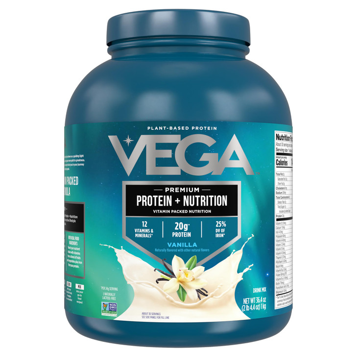 Vega Protein + Nutrition - 20g Plant-Based Pea Protein, Vanilla, 30 Servings, Vegan Keto Superfood, Antioxidant-Rich, Gluten Free, Dairy Free, Low Ca