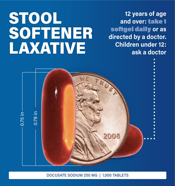 Major Docusate Sodium 250 mg - Extra Strength Stool Softener Laxative Softgels for Constipation Relief - Gentle Stool Softeners for Women, Men, and K