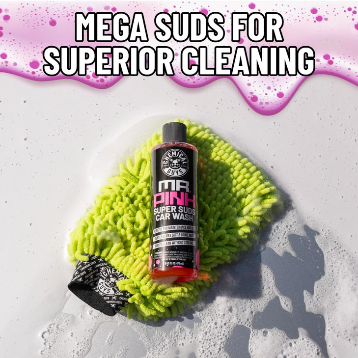 Chemical Guys Mr. Pink Car Wash Soap - 128 oz Super Suds Foaming Car Wash Soap for Cannon, Blaster, or Bucket Washing - pH Balanced, Safe on Wax, Sea