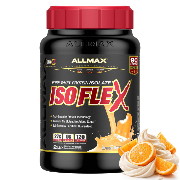 ALLMAX ISOFLEX Pure Whey Isolate Protein Powder - Gluten Free, Low Lactose, Sugar-Free - High-Protein, Clean, Keto-Friendly for Pre Post Workout Supp
