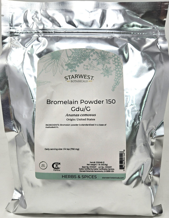 Bromelain Powder 150gdu - Ananas comosus, 1 lb,(Starwest Botanicals)