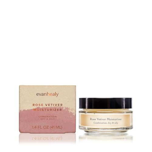 evanhealy Rose Vetiver Moisturizer | Facial Cream for All Skin Types - Lightweight Formula Packed with Antioxidants - Balancing for All Skin Types