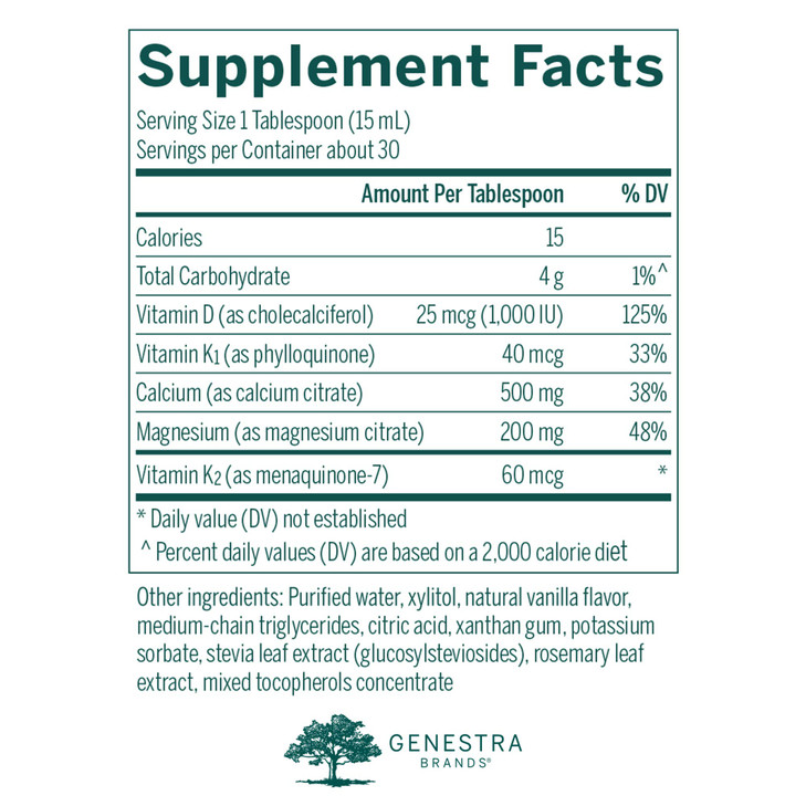 Genestra Brands Cal Mag Vanilla Liquid + | Calcium-Magnesium Supplement | 15.2 fl. oz.