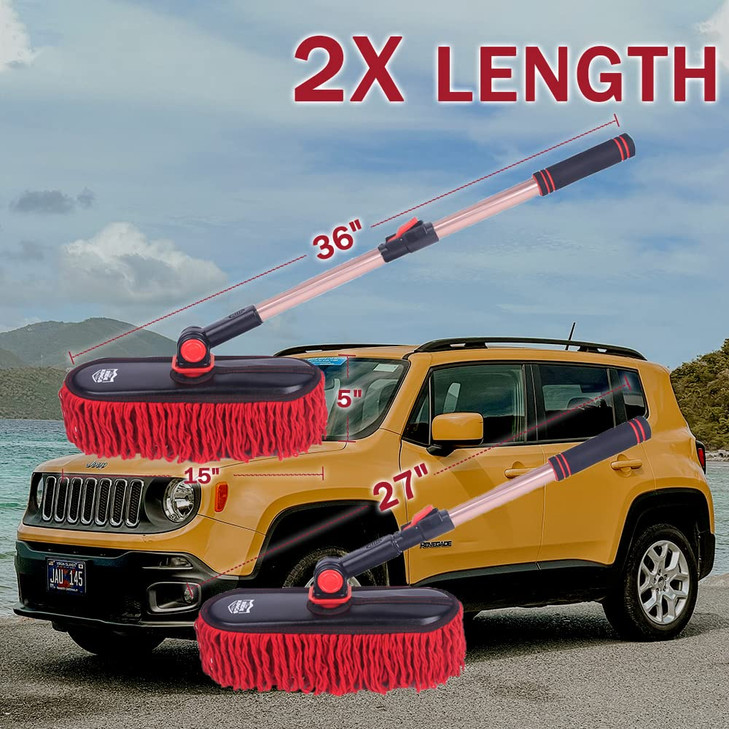 RIDE KINGS Car Duster Exterior Scratch Free,Car Dust Brush with Extendable Telescoping Handle to Remove Dust Pollen,Duster for Car,Truck,RV and Motor