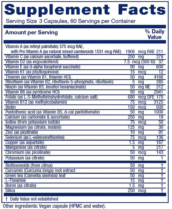 Vitanica - Mid-Life Symmetry, 50-65 High Potency Daily Multivitamin and Mineral, Vegan, 180 Capsules