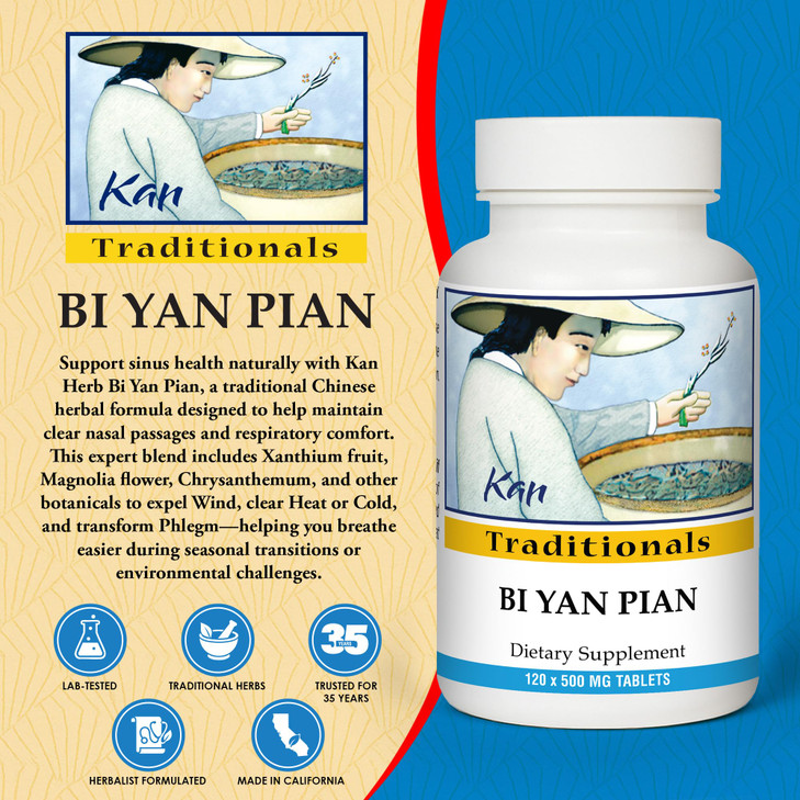 Kan Herb Company Bi Yan Pian  Traditional Chinese Herbal Formula for Sinus Health, Supports Clear Nasal Passages, Eases Seasonal Discomfort, Herbal