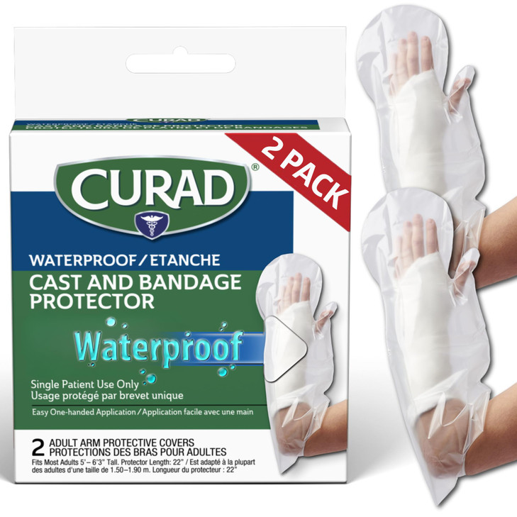 CURAD Adult Arm Cast and Bandage Protectors, Water Resistant, Reusable, Ideal for Shower and Bath