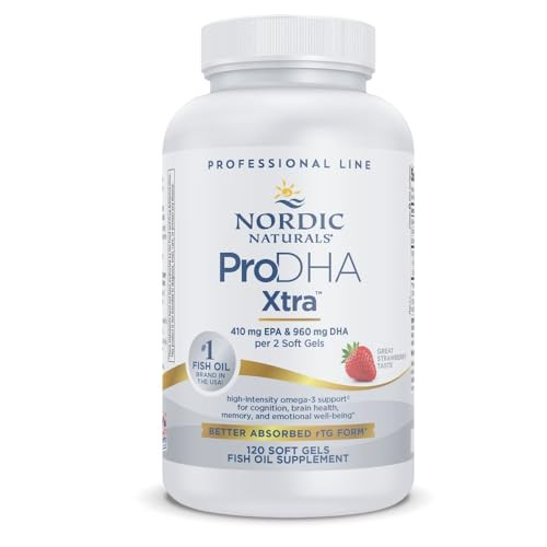 Nordic Naturals ProDHA 1000, Strawberry - 120 Soft Gels - 1660 mg Omega-3 - High-Intensity DHA Formula for Neurological Health, Mood & Memory - Non-G