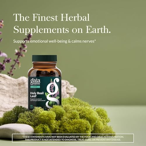Gaia Herbs Holy Basil Leaf - Traditionally Used to Support Stress Response - Adaptogenic Ayurvedic Herb* - 120 Vegan Liquid Phyto-Caps (60 Servings)