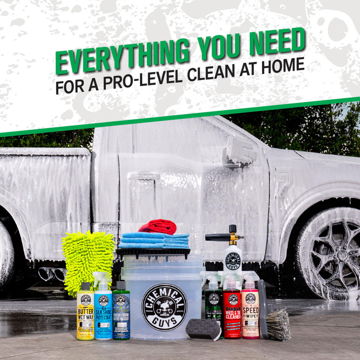 Chemical Guys 16-Piece Arsenal Builder Car Wash Kit with Foam Cannon, Bucket, and 6 x 16 oz Care Chemicals - Car Detailing Kit Works with Pressure Wa