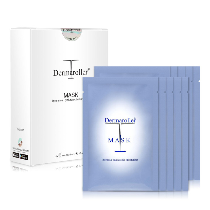 Dermaroller Hydrating Face Mask Sheets - 10 Pack with Hyaluronic Acid, Matrixyl & Vitamin E for Anti-Aging Skincare and Radiant Glow