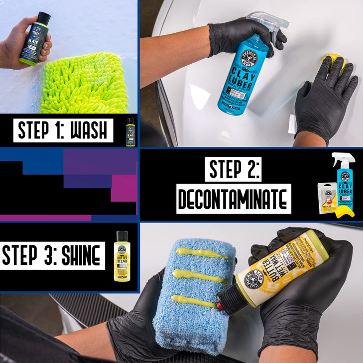 Chemical Guys Clay Bar Kit - Complete System - Clay Bar and Luber Combo with Accessories for Smooth Paint Finish - Removes Embedded Dirt, Overspray,