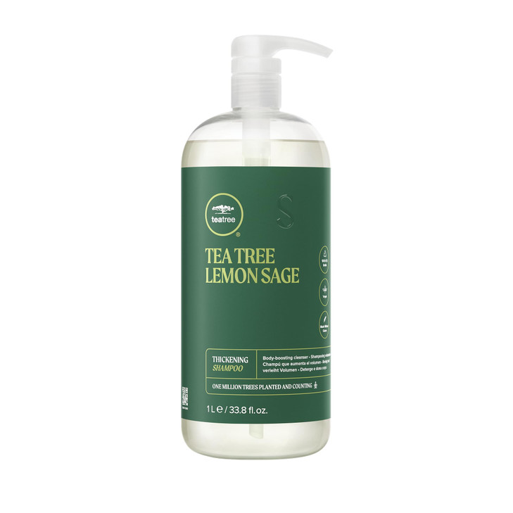 Tea Tree Lemon Sage Thickening Shampoo, Builds Body + Boosts Volume, For Fine Hair, 33.8 fl. oz.