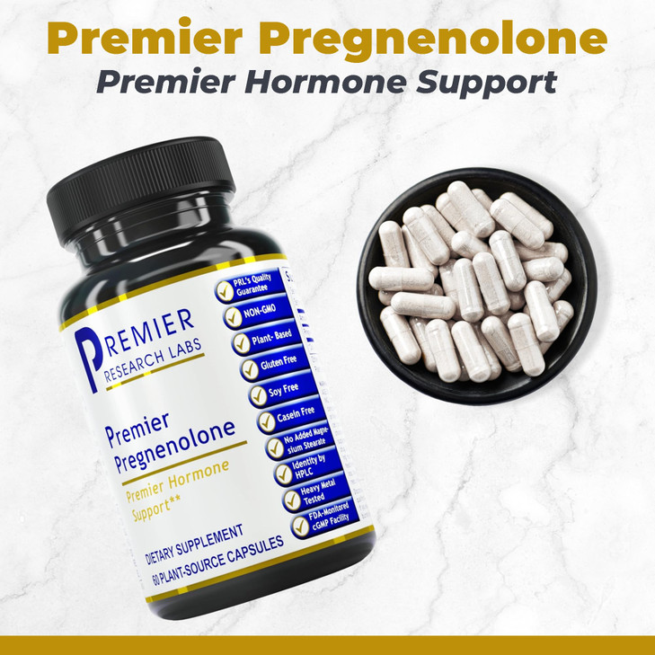 Premier Research Labs Premier Pregnenolone - 100mg Pregnenolone for Hormone Support, Precursor to Progesterone, Testosterone, Estrogen, Pregnenolone