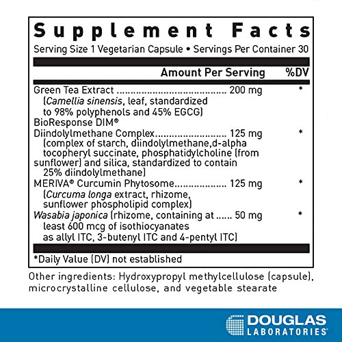 Douglas Laboratories DIM Enhanced - Supports Hormone Balance, Cellular Health & Detox* - With Antioxidants, Green Tea Extract & Wasabia - 30 Vegetari