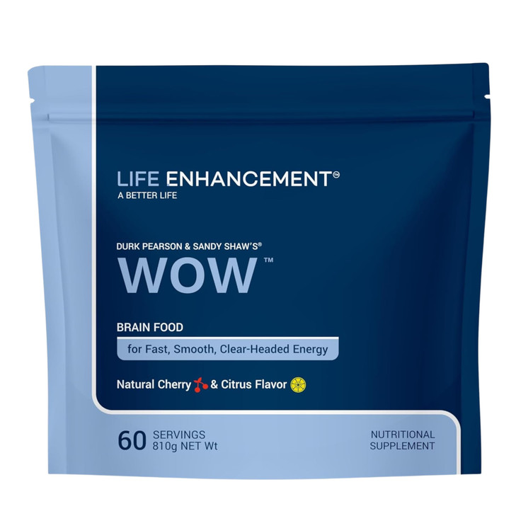 Life Enhancement Wow Drink Powder with B12, Niacin, Caffeine, Taurine, Phenylalanine, Vitamin C, & More Multivitamin - Anti Aging Powder with Low-Cal