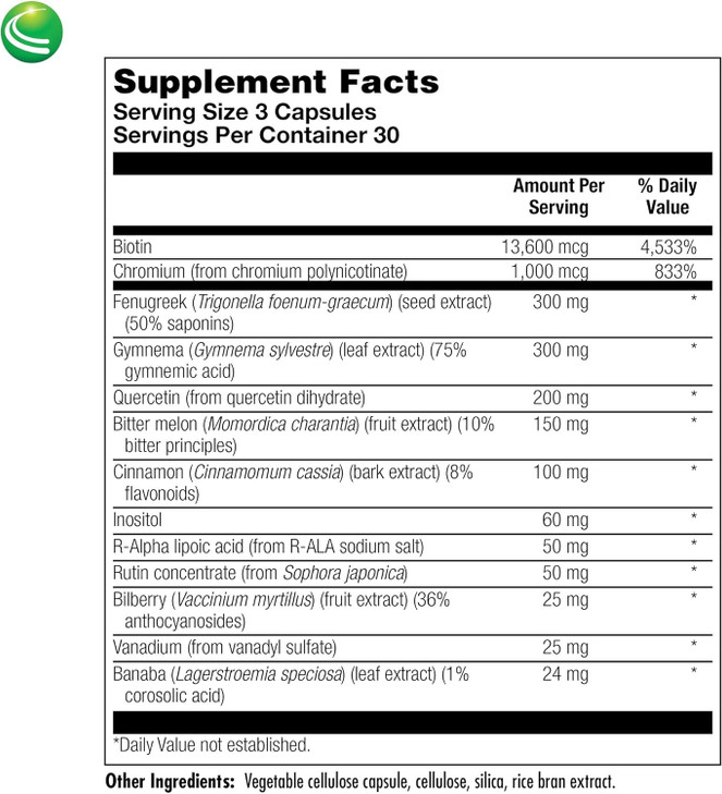 Nutra Biogenesis Diabetone Plus - Metabolic Support Supplement with Cinnamon, Gymnema, Inositol & Bitter Melon, Herbal Balance Complex for Women & Me