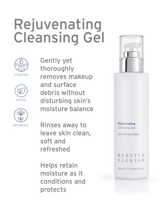 Kerstin Florian Rejuvenating Cleansing Gel | Gentle Face Wash and Makeup Remover for All Skin Types (6.8 fl oz)
